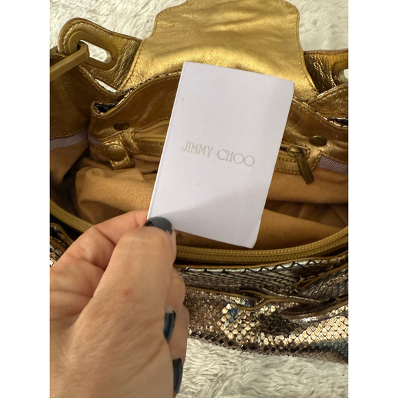 Jimmy Choo Python Tulita Shoulder Bag Metallic Gold/Silver (USA Customers Only) - Picture 7 of 12